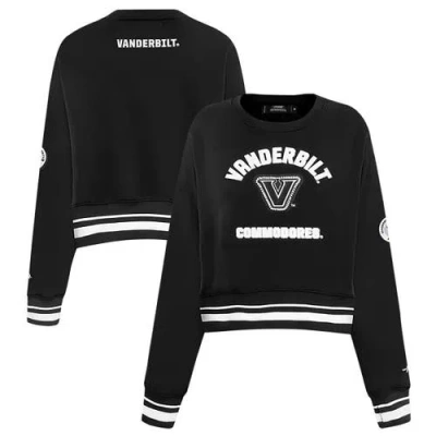 Pro Standard Black Vanderbilt Commodores Pearl Cropped Pullover Sweatshirt