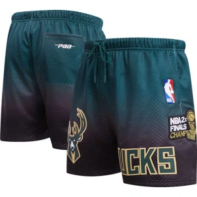 Pro Standard Black/hunter Green Milwaukee Bucks Ombre Mesh Shorts