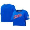 Pro Standard Blue New York Rangers Boxy Script Tail Cropped T-shirt In Blue