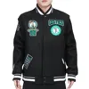 Pro Standard Boston Celtics Crest Emblem Rib Wool Varsity Jacket In Black In Black