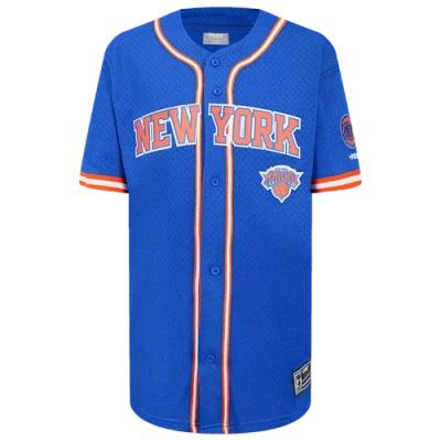 PRO STANDARD BOYS PRO STANDARD PRO STANDARD NEW YORK KNICKS CLASSIC MESH BUTTON DOWN SHIRT