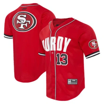 Pro Standard Brock Purdy Scarlet San Francisco 49ers Mesh Button-up Baseball Jersey In Red