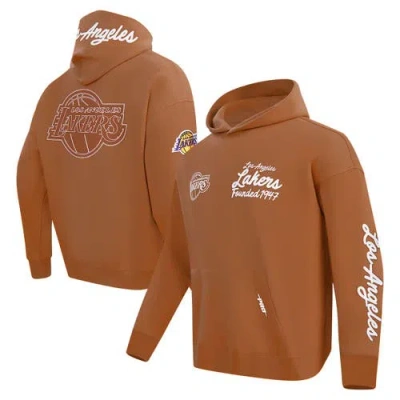 Pro Standard Brown Los Angeles Lakers Paint The City Drop Shoulder Pullover Hoodie In Multi