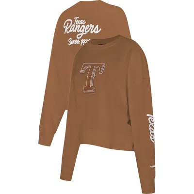 Pro Standard Brown Texas Rangers Paint The City Pullover Cropped Sweatshirt