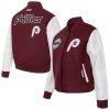 Pro Standard Burgundy Philadelphia Phillies Game Day Classics Wool Varsity Jacket In Red