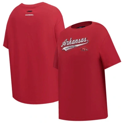 Pro Standard Cardinal Arkansas Razorbacks Script Tail Oversized Boyfriend T-shirt