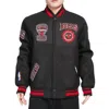 Pro Standard Chicago Bulls Crest Emblem Rib Wool Varsity Jacket In Black/red In Black