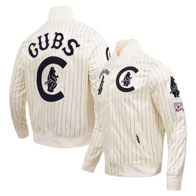 Pro Standard Cream Chicago Cubs Pinstripe Retro Classic Satin Full-snap Jacket