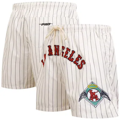 Pro Standard Cream Los Angeles Angels Pinstripe Retro Classic Woven Shorts In White