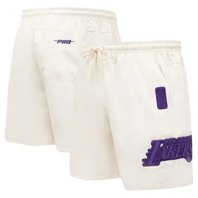 Pro Standard Cream Los Angeles Lakers Triple Tonal Woven Shorts In White
