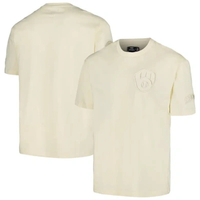 Pro Standard Cream Milwaukee Brewers Neutral Cj Dropped Shoulders T-shirt