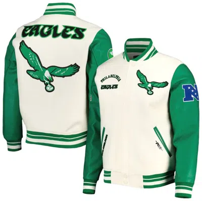 Pro Standard Cream Philadelphia Eagles Retro Classic Varsity Full-zip Jacket