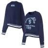 Pro Standard Deep Sea Blue Seattle Kraken Area Code Cropped Pullover Sweatshirt In Navy
