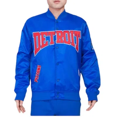 Pro Standard Detroit Pistons Crest Emblem Satin Jacket In Royal Blue