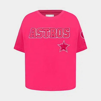 Pro Standard Girls' Big Kids Houston Astros Mlb Boxy T-shirt In Pink