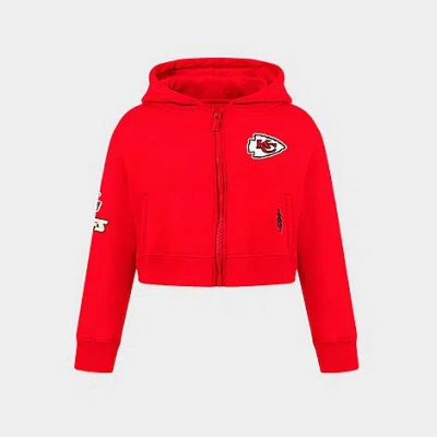 Pro Standard Girls' Big Kids Kansas City Chiefs Nfl Cropped Full-zip Sweatshirt In Red