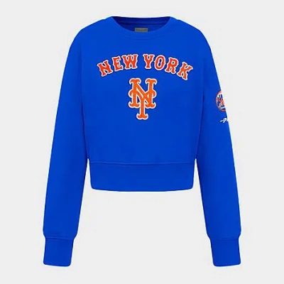 Pro Standard Girls' Big Kids New York Mets Mlb Classic Fleece Crewneck Sweatshirt In Blue