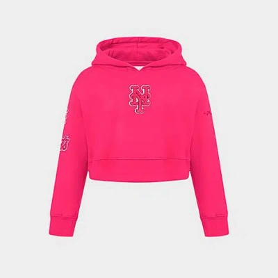 Pro Standard Girls' Big Kids New York Mets Mlb Fleece Pullover Hoodie In Pink