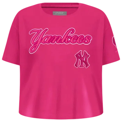 Pro Standard Kids' Girls New York Yankees Triple Pink Ss Boxy Tee