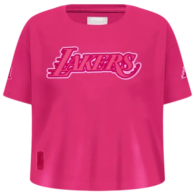 PRO STANDARD GIRLS PRO STANDARD LOS ANGELES LAKERS TRIPLE PINK SS BOXY TEE