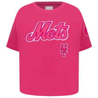 Pro Standard Kids' Girls  New York Mets Triple Pink Ss Boxy Tee