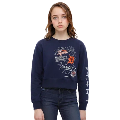 Pro Standard Kids' Girls   Detroit Tigers Sketch Fleece In Blue