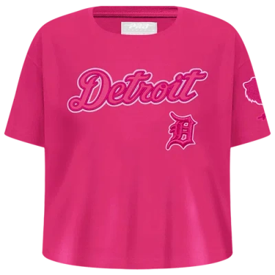 Pro Standard Kids' Girls   Detroit Tigers Triple Pink Ss Boxy Tee In Purple