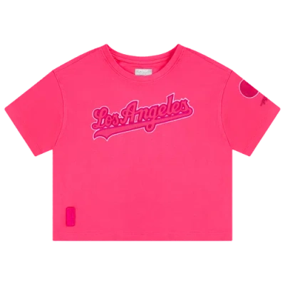 Pro Standard Kids' Girls   Los Angeles Dodgers Triple Pink Ss Boxy Tee