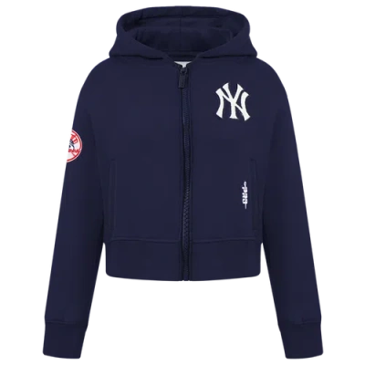 Pro Standard Kids' Girls   New York Yankees Classic Flc Fz Hoodie In Blue