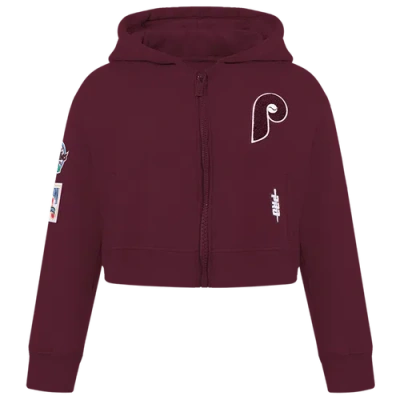 Pro Standard Kids' Girls   Philadelphia Phillies Classic Flc Fz Hoodie In Burgundy