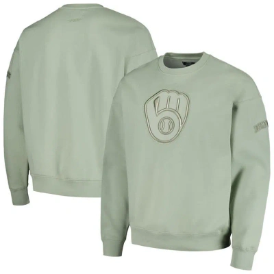 Pro Standard Green Milwaukee Brewers Neutral Drop Shoulder Pullover Sweatshirt