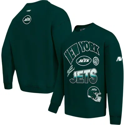 Pro Standard Green New York Jets Turn It Up Drop Shoulder Pullover Sweatshirt In Multi