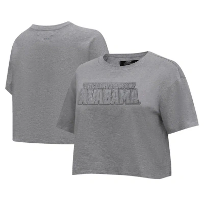 Pro Standard Heather Charcoal Alabama Crimson Tide Tonal Neutral Boxy Cropped T-shirt