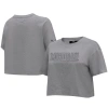 Pro Standard Heather Charcoal Michigan Wolverines Tonal Neutral Boxy Cropped T-shirt In Heather Charcoal