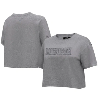 Pro Standard Heather Charcoal Michigan Wolverines Tonal Neutral Boxy Cropped T-shirt