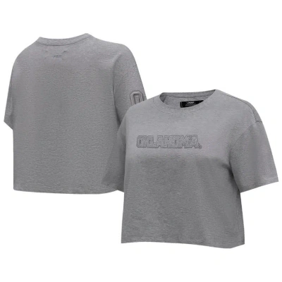 Pro Standard Heather Charcoal Oklahoma Sooners Tonal Neutral Boxy Cropped T-shirt