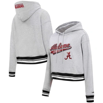 Pro Standard Heather Gray Alabama Crimson Tide Script Tail Fleece Cropped Pullover Hoodie