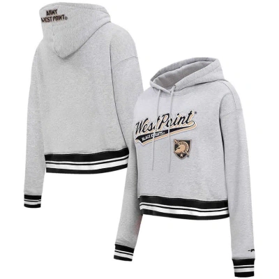 Pro Standard Heather Gray Army Black Knights Script Tail Fleece Cropped Pullover Hoodie