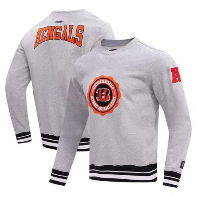Pro Standard Heather Gray Cincinnati Bengals Crest Emblem Pullover Sweatshirt In Pattern
