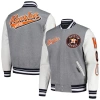 PRO STANDARD PRO STANDARD HEATHER GRAY HOUSTON ASTROS SCRIPT TAIL WOOL FULL-ZIP VARITY JACKET