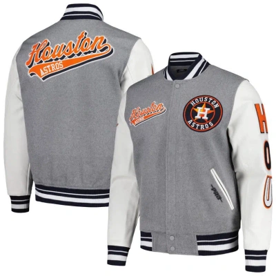 Pro Standard Heather Gray Houston Astros Script Tail Wool Full-zip Varity Jacket