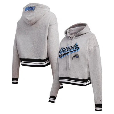 Pro Standard Heather Gray Orlando Magic Script Tail Cropped Pullover Hoodie