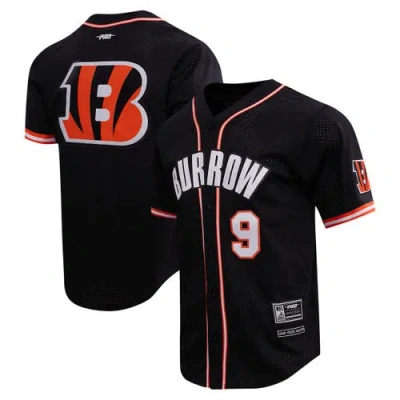 Pro Standard Joe Burrow Black Cincinnati Bengals Mesh Button-up Baseball Jersey