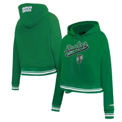 Pro Standard Kelly Green Boston Celtics Script Tail Cropped Pullover Hoodie