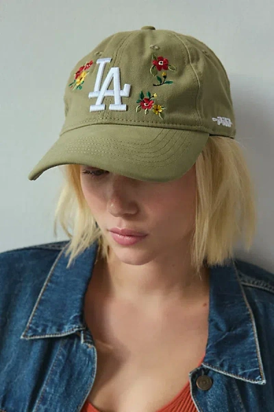 Pro Standard Mlb Los Angeles Dodgers Floral Embroidered Baseball Hat In Olive, Women's At Urban Outfitters