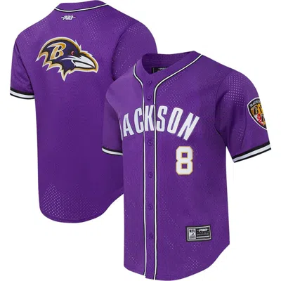 Pro Standard Lamar Jackson Purple Baltimore Ravens Mesh Button-up Baseball Jersey