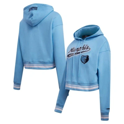 Pro Standard Light Blue Memphis Grizzlies Script Tail Cropped Pullover Hoodie