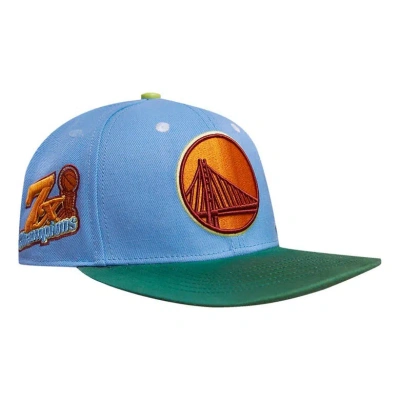 Pro Standard Men's  Light Blue, Green Golden State Warriors Retro Program 2-tone Snapback Hat In Light Blue,green