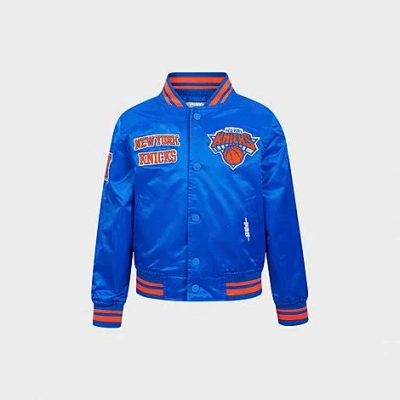 Pro Standard Little Kids New York Knicks Nba Retro Classic Satin Jacket In Blue