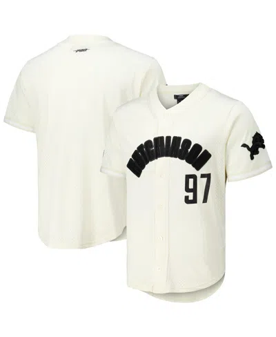Pro Standard Men's Aidan Hutchinson Cream Detroit Lions Name Number Triple Tonal Button-up Baseball Jersey